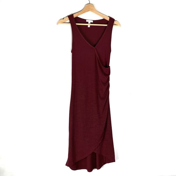 Leith Melange Wrap Ruched Dress Womens Size XS Red Dresses - Picture 1 of 16